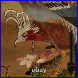 Antique Chinese Large Peacock Bird Ink Painting Hanging Scroll Signed Stamped