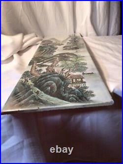Antique Chinese Porcelain Plaque Enamel, Large Hand painted Tile Signed