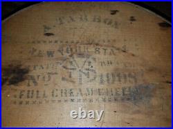 Antique Early Signed Wooden Large Cheese Box