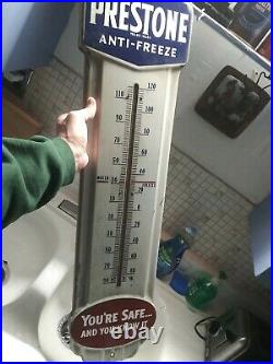 Antique Enamel Prestone Antifreeze Large Thermometer Collector Quality