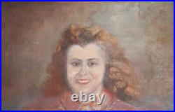 Antique European large oil painting portrait signed