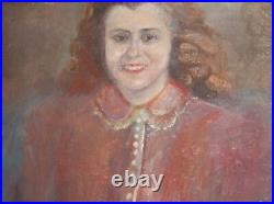 Antique European large oil painting portrait signed