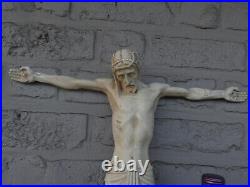 Antique French LArge Chalk Corpus christ wall signed
