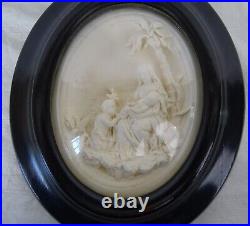 Antique French Large Carved Meerschaum Reliquary Religious Signed Rogeau 19th