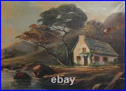 Antique French Oil Painting Landscape Seascape Signed Jules Justin Claverie