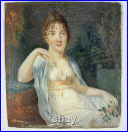 Antique French Portrait Miniature c. 1803 by BERNIER, Beautiful Empire Woman
