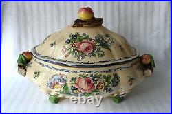 Antique French Veuve Perrin Marseille faience large tureen 18th century, signed