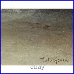 Antique German Oil On Canvas Painting Seaside Signed MÜLLER-GOSSEN & Framed