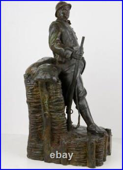 Antique Heavy Bronze Sculpture French School Signed Auguste Henri Carli 1916