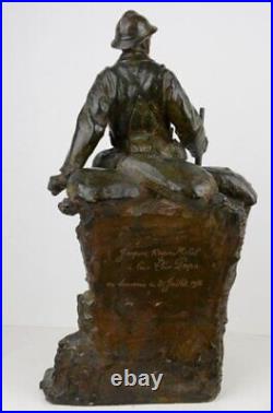 Antique Heavy Bronze Sculpture French School Signed Auguste Henri Carli 1916