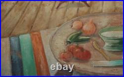 Antique Impressionist Still Life Oil Painting Food And Vegetables Signed