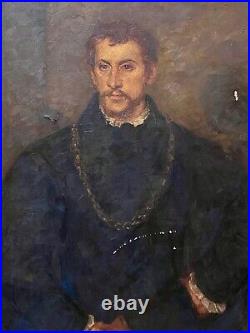 Antique Italian Renaissance Oil Portrait Fine English Gentleman TIZIANO TITIAN