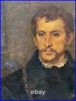 Antique Italian Renaissance Oil Portrait Fine English Gentleman TIZIANO TITIAN