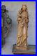 Antique LARGE french chalk madonna child statue signed
