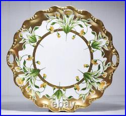 Antique LIMOGES France LBDC Flambeau Gold Gilt Floral Signed Large Plate Charger