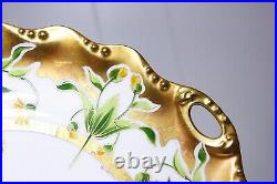 Antique LIMOGES France LBDC Flambeau Gold Gilt Floral Signed Large Plate Charger