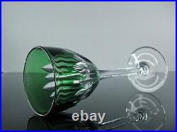 Antique Large 1 Glass Wine Crystal Colour Green Model Lorraine Baccarat Signed
