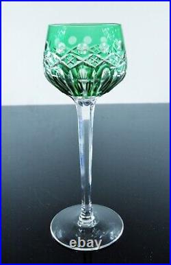 Antique Large 1 Glass Wine Crystal Double Colour Green Traminer ST LOUIS Signed