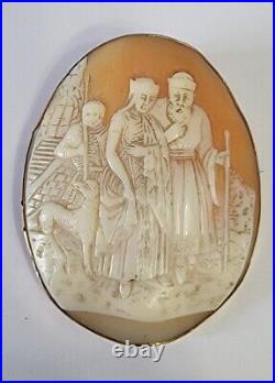 Antique Large 18k Gold Handcarved Signed Shell Cameo
