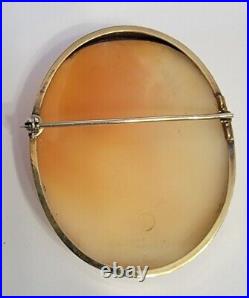 Antique Large 18k Gold Handcarved Signed Shell Cameo