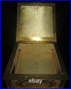 Antique Large Bronze Casket Box French Signed J. Chereau Le Bal Pare