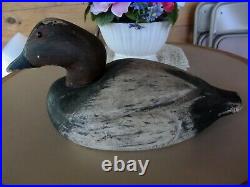 Antique Large Duck Decoy Hand Painted & Carved 1920's and Signed