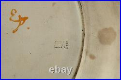 Antique Large French Ceramic Fleur de lys castle escutcheon shield plate signed