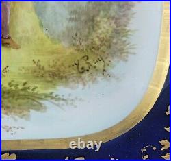 Antique Large French Sevres Porcelain Gilt Bronze Centerpiece Platter Signed