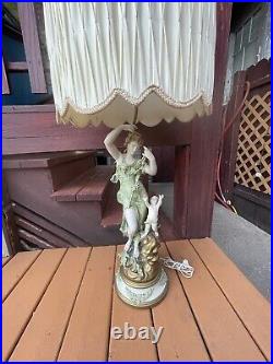 Antique Large L&F Moreau Table Lamp Francaise Collection Signed. Original Shade