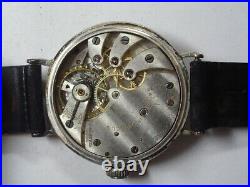 Antique Large Longines Sterling Silver Porcelain Dial Wristwatch triple signed