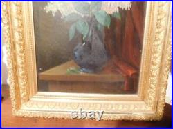 Antique Large Painting, Flowers, Late 1800's, Oil On Canvas, Signed By Artist
