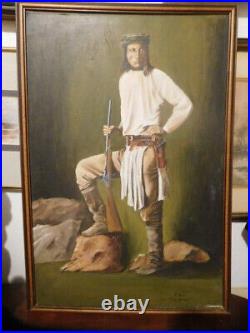 Antique Large Painting, Native American, Signed By The Artist