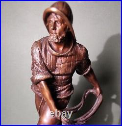 Antique Large Solid Bronze Figure Of A Mariner Fisherman Signed Antoine Bofill