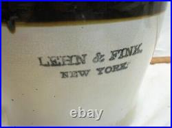 Antique Lehn Fink Large Stoneware Jug Signed New York Whiskey Water 5 Gal Crock