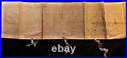 Antique Manuscript On A Very Large Parchment With 2 Mounted Wax Seals 1625