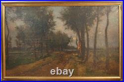 Antique Massive Tonalist Moonlight Master Artist Labeled & Signed Oil Painting