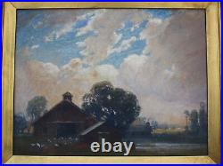 Antique Masterful American Landscape Painting With Ornate Large Frame 14 By 18