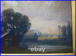 Antique Masterful American Landscape Painting With Ornate Large Frame 14 By 18