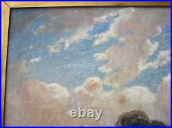 Antique Masterful American Landscape Painting With Ornate Large Frame 14 By 18