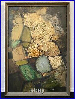 Antique Mid Century Modern Abstract Expressionist Oil Painting Mystery Signed