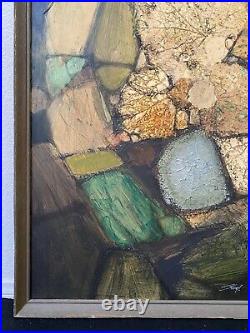 Antique Mid Century Modern Abstract Expressionist Oil Painting Mystery Signed