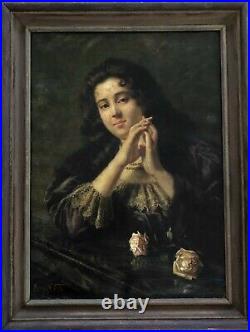 Antique Napoleone Luigi Grady (1860-1949) Oil Painting A Beautiful Lady Signed