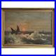 Antique Nautical Seascape at Sunset with Sailboats, Signed(OOC)/Romantic/Turner