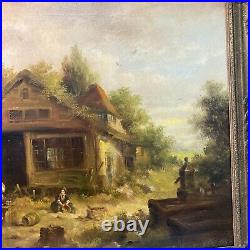 Antique Oil On Canvas Painting By Henry T. Harvey Cotters Meal 6824 SIGNED