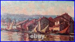 Antique Oil Original Painting signed Maritime Landscape, Seascape