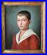 Antique Oil Painting On Canvas Boy Portrait Framed H Meray Sign Rare Old 19th