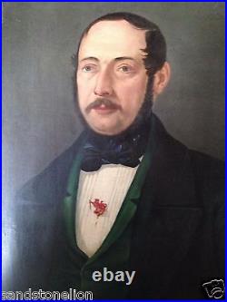 Antique Oil Painting Portrait Important Italian CITTADINO Nobleman 1800's Signed