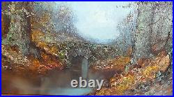 Antique Original Oil Painting Landscape Stone Bridge Signed W. Brauer Framed