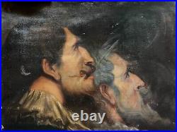 Antique Original Painting Oil 19th century Men Portrait signed