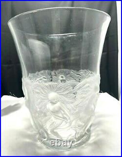 Antique RARE Verlys 1920's Signed Large Mermaid Dimensional Frosted Base Vase